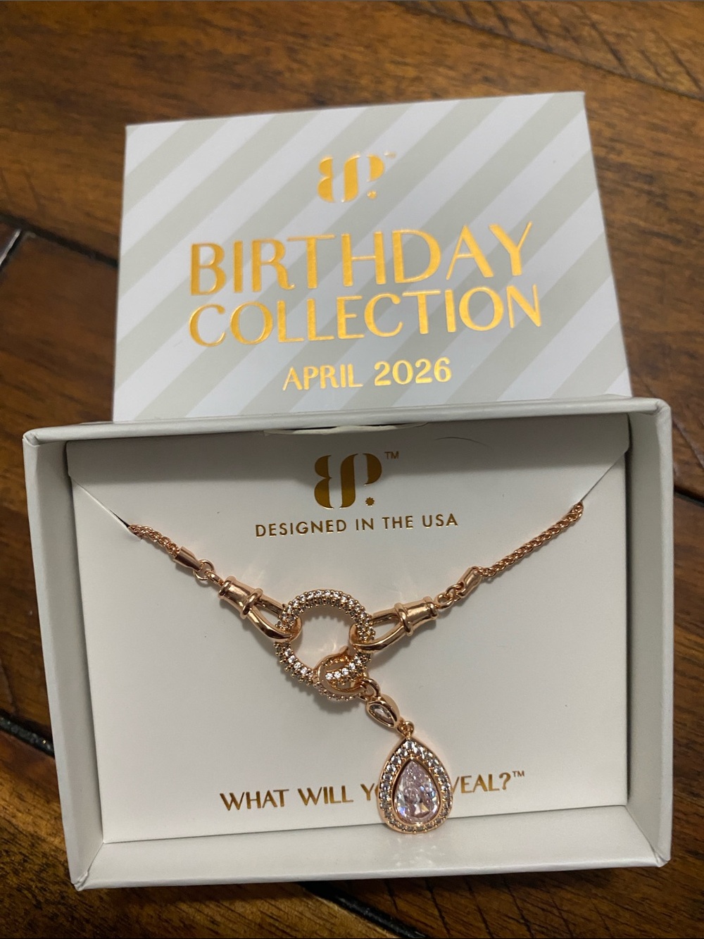 Bomb Party Birthday Collection April 2026 Necklace - Cubic Zirconia - Rose Gold
